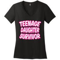 Teenage Daughter Survivor Funny Women's V-Neck T-Shirt