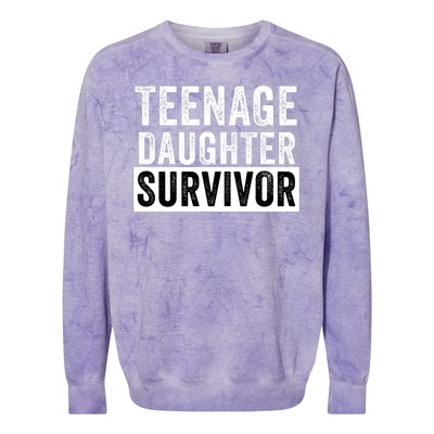 Teenage Daughter Survivor Popular Parenting Quote Funny Parent Colorblast Crewneck Sweatshirt