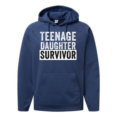 Teenage Daughter Survivor Popular Parenting Quote Funny Parent Performance Fleece Hoodie