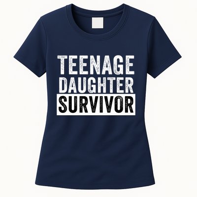 Teenage Daughter Survivor Popular Parenting Quote Funny Parent Womens T-Shirt