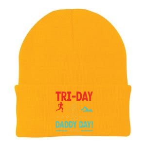 Triathlon Dad Swim Bike Run Triathlete Funny Iron Father Great Gift Knit Cap Winter Beanie