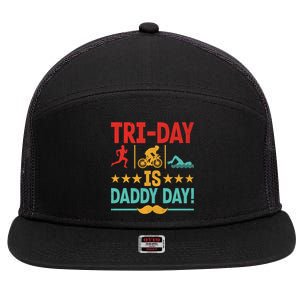 Triathlon Dad Swim Bike Run Triathlete Funny Iron Father Great Gift 7 Panel Mesh Trucker Snapback Hat