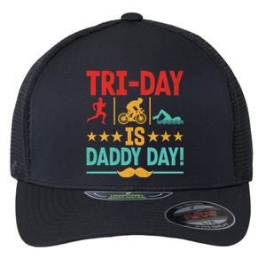 Triathlon Dad Swim Bike Run Triathlete Funny Iron Father Great Gift Flexfit Unipanel Trucker Cap