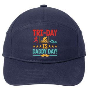 Triathlon Dad Swim Bike Run Triathlete Funny Iron Father Great Gift 7-Panel Snapback Hat