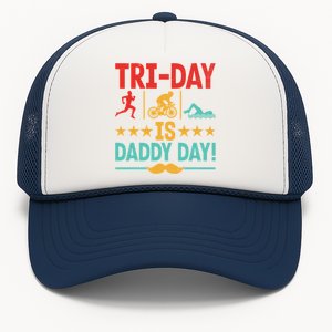 Triathlon Dad Swim Bike Run Triathlete Funny Iron Father Great Gift Trucker Hat