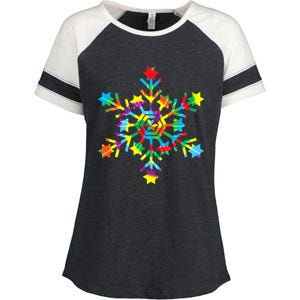 Tie Dye Snowflake Retro Hippie Christmas Holiday Xmas Gift Enza Ladies Jersey Colorblock Tee