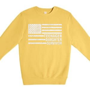 Teenage Daughter Survivor Funny Usa Flag Patriotic Premium Crewneck Sweatshirt