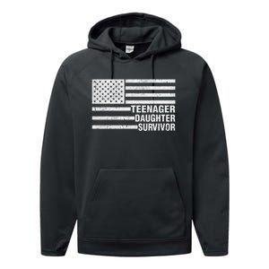 Teenage Daughter Survivor Funny Usa Flag Patriotic Performance Fleece Hoodie