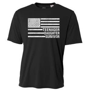 Teenage Daughter Survivor Funny Usa Flag Patriotic Cooling Performance Crew T-Shirt