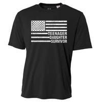 Teenage Daughter Survivor Funny Usa Flag Patriotic Cooling Performance Crew T-Shirt