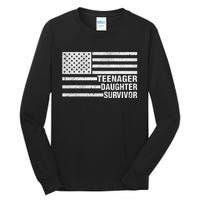 Teenage Daughter Survivor Funny Usa Flag Patriotic Tall Long Sleeve T-Shirt