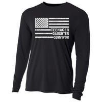 Teenage Daughter Survivor Funny Usa Flag Patriotic Cooling Performance Long Sleeve Crew