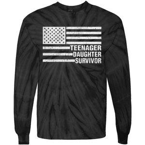 Teenage Daughter Survivor Funny Usa Flag Patriotic Tie-Dye Long Sleeve Shirt