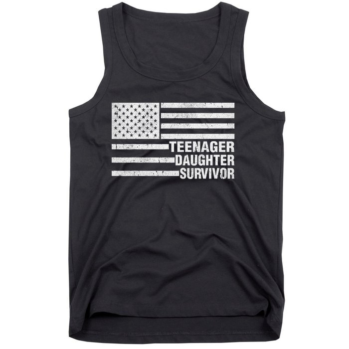 Teenage Daughter Survivor Funny Usa Flag Patriotic Tank Top