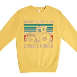 Tractor Diddly Squat Farm Speed And Power Fathers Day Tractor Dad Premium Crewneck Sweatshirt