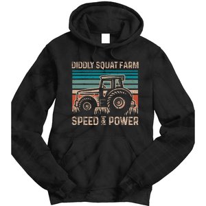 Tractor Diddly Squat Farm Speed And Power Fathers Day Tractor Dad Tie Dye Hoodie