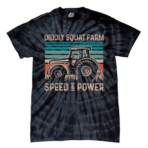 Tractor Diddly Squat Farm Speed And Power Fathers Day Tractor Dad Tie-Dye T-Shirt