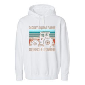 Tractor Diddly Squat Farm Speed And Power Fathers Day Tractor Dad Garment-Dyed Fleece Hoodie