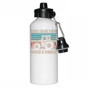 Tractor Diddly Squat Farm Speed And Power Fathers Day Tractor Dad Aluminum Water Bottle