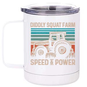 Tractor Diddly Squat Farm Speed And Power Fathers Day Tractor Dad 12 oz Stainless Steel Tumbler Cup