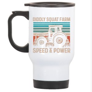 Tractor Diddly Squat Farm Speed And Power Fathers Day Tractor Dad Stainless Steel Travel Mug