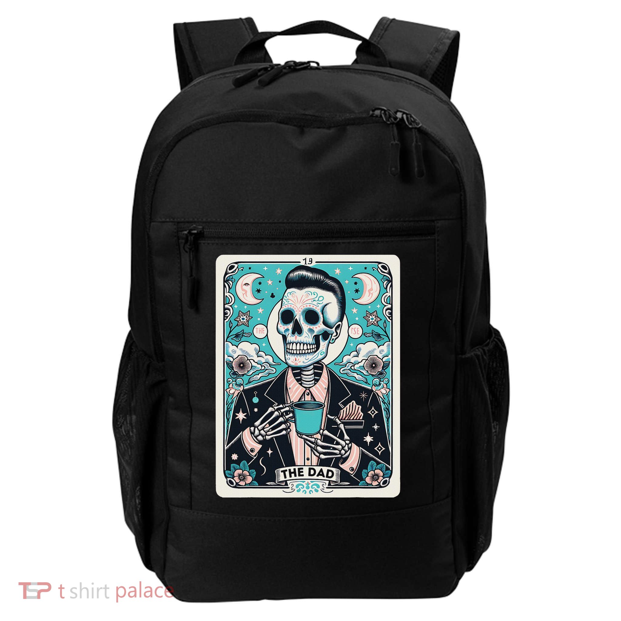 The Dad Skull Tarot Card Dad Skeleton Fathers Day Witch Dad Daily Commute Backpack
