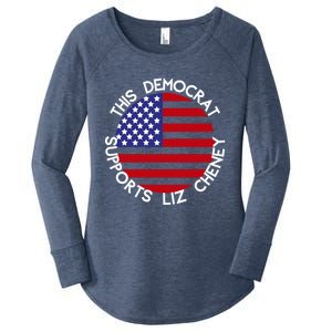 This Democrat Supports Liz Cheney Republican Trendy Gift Women's Perfect Tri Tunic Long Sleeve Shirt