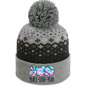 Tie Dye Softball For Teen Girls Peace Love Play Softball Gift The Baniff Cuffed Pom Beanie