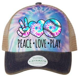 Tie Dye Softball For Teen Girls Peace Love Play Softball Gift Legacy Tie Dye Trucker Hat