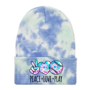 Tie Dye Softball For Teen Girls Peace Love Play Softball Gift Tie Dye 12in Knit Beanie