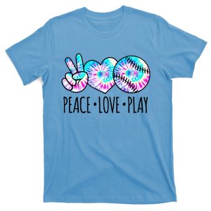 Tie Dye Softball For Teen Girls Peace Love Play Softball Gift T-Shirt