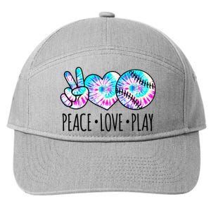 Tie Dye Softball For Teen Girls Peace Love Play Softball Gift 7-Panel Snapback Hat