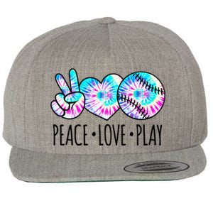 Tie Dye Softball For Teen Girls Peace Love Play Softball Gift Wool Snapback Cap