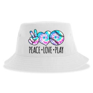 Tie Dye Softball For Teen Girls Peace Love Play Softball Gift Sustainable Bucket Hat