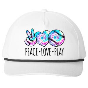 Tie Dye Softball For Teen Girls Peace Love Play Softball Gift Snapback Five-Panel Rope Hat