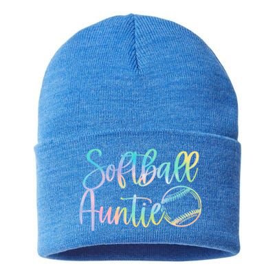 Tie Dye Softball Auntie Pocket Softball Auntie Game Day Cool Gift Sustainable Knit Beanie