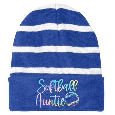 Tie Dye Softball Auntie Pocket Softball Auntie Game Day Cool Gift Striped Beanie with Solid Band