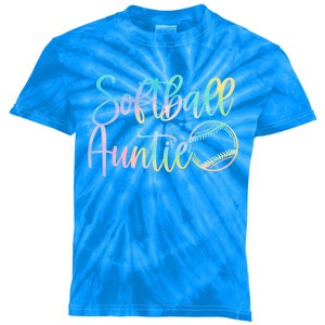 Tie Dye Softball Auntie Pocket Softball Auntie Game Day Cool Gift Kids Tie-Dye T-Shirt