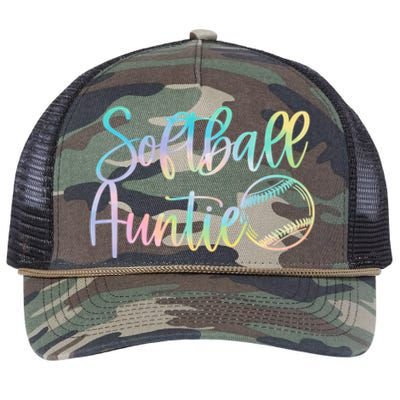 Tie Dye Softball Auntie Pocket Softball Auntie Game Day Cool Gift Retro Rope Trucker Hat Cap