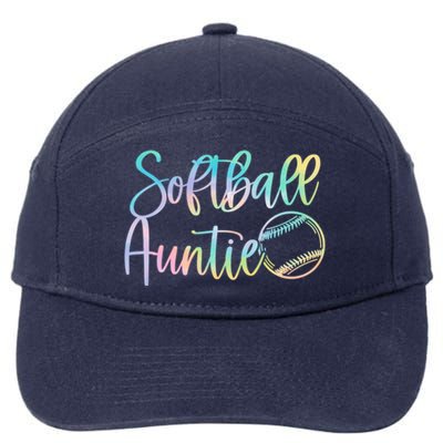 Tie Dye Softball Auntie Pocket Softball Auntie Game Day Cool Gift 7-Panel Snapback Hat