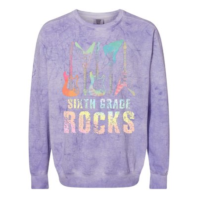 Tie Dye Sixth Grade Rocks Teacher Colorblast Crewneck Sweatshirt