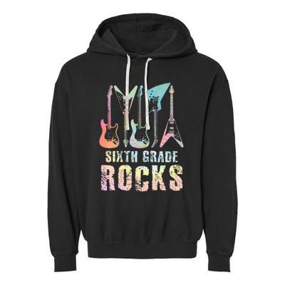 Tie Dye Sixth Grade Rocks Teacher Garment-Dyed Fleece Hoodie