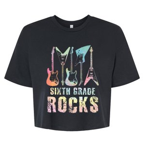 Tie Dye Sixth Grade Rocks Teacher Bella+Canvas Jersey Crop Tee