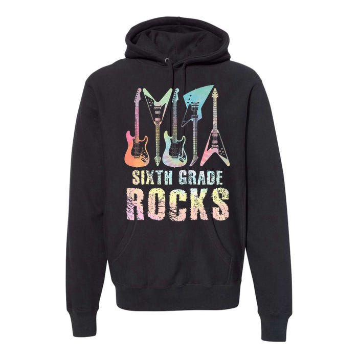 Tie Dye Sixth Grade Rocks Teacher Premium Hoodie