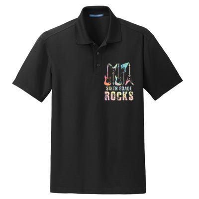 Tie Dye Sixth Grade Rocks Teacher Dry Zone Grid Polo