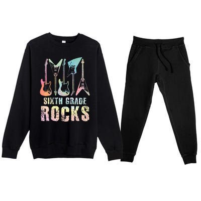 Tie Dye Sixth Grade Rocks Teacher Premium Crewneck Sweatsuit Set