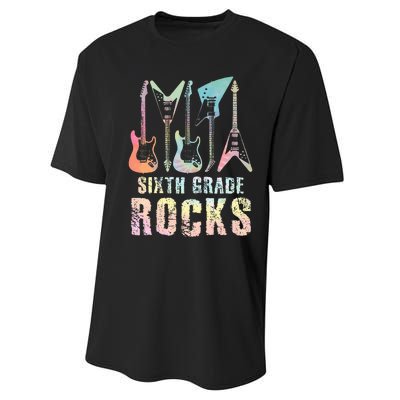 Tie Dye Sixth Grade Rocks Teacher Performance Sprint T-Shirt