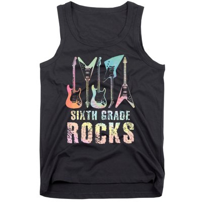 Tie Dye Sixth Grade Rocks Teacher Tank Top