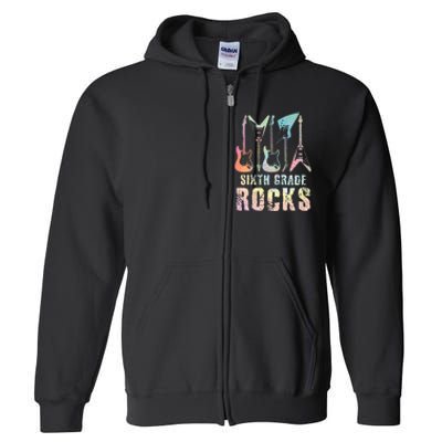 Tie Dye Sixth Grade Rocks Teacher Full Zip Hoodie