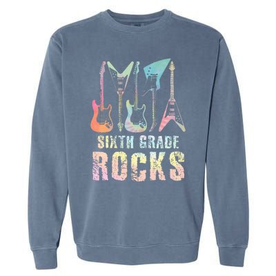 Tie Dye Sixth Grade Rocks Teacher Garment-Dyed Sweatshirt